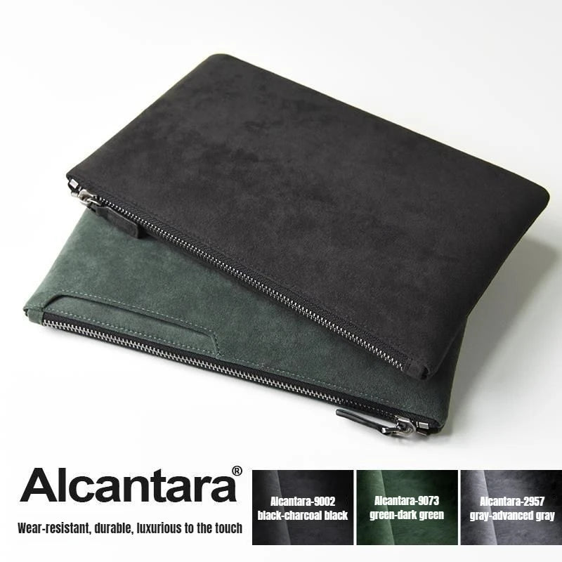 Men's Suede Clutch Bag, Business Casual Zipper Hand Purse, Large‑capacity Handbag for Cell Phone ID Card Coins Storage