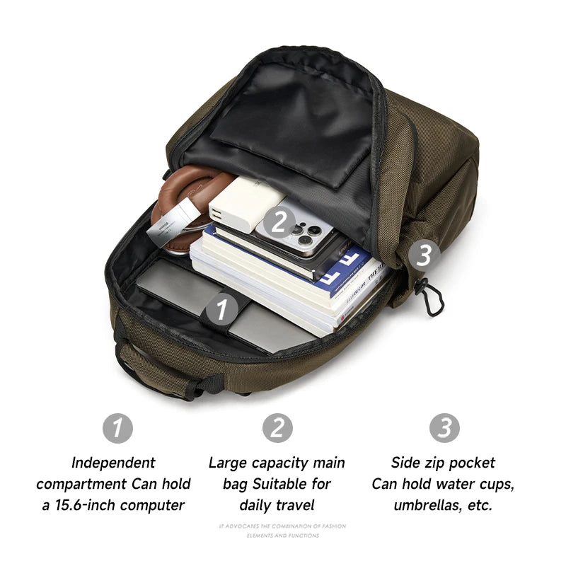 Simple Style Waterproof Large Capacity Men Travel Backpack Black Brown Outdoors Knapsack 16 Inch Laptop Teenagers School Bag