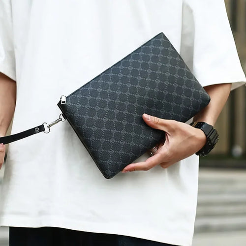 Men's Pu Leather Business Clutch Bag Large Capacity Wristlet Wallet Multi-purpose Coin Purse Hand Storage Bag